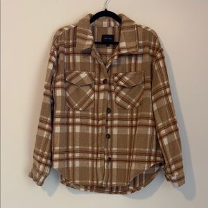 Love Tree Tan & Cream Plaid Utility Shacket